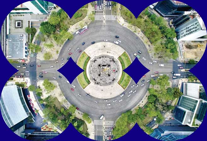 Aerial view of a roundabout