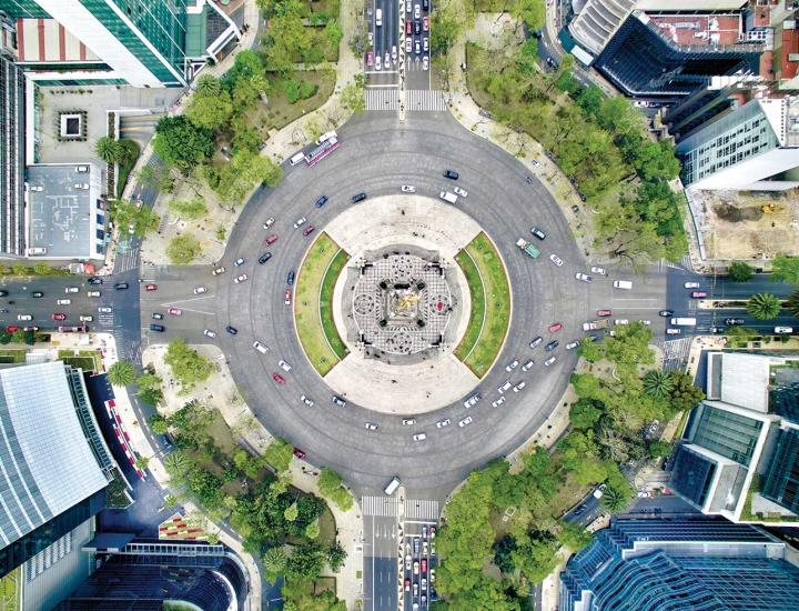 Aerial view of a roundabout