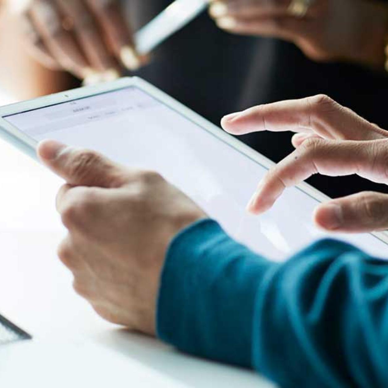 Person working on a tablet